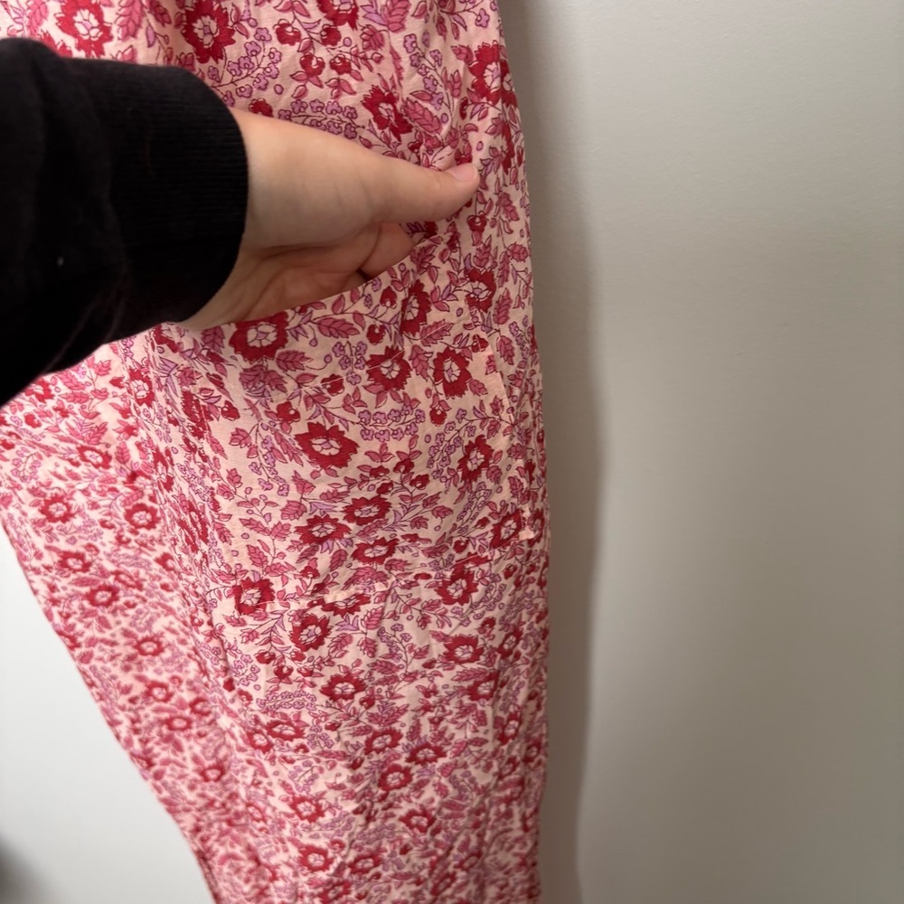 Faherty Adella Boho Red Floral Jumpsuit - Picture 9 of 10
